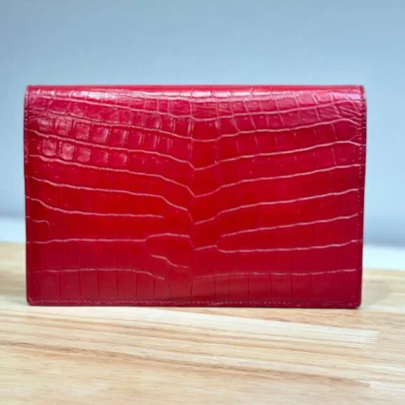 Yves Saint Laurent Red Crocodile Leather Kate Chain Shoulder Bag Crossbody - Picture 3 of 6